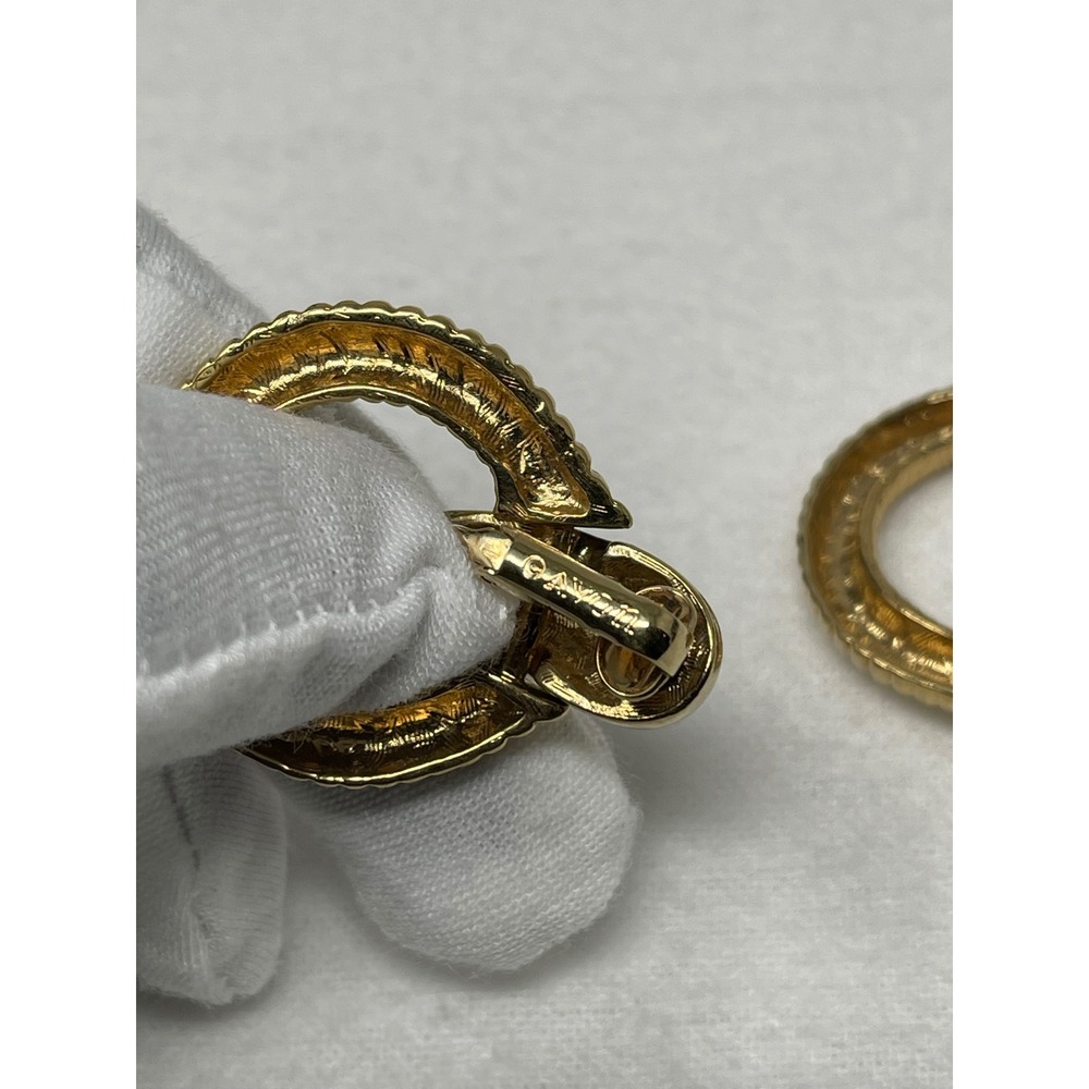 Avon Women Vintage Ribbed Door Knocker Earrings OS Gold Retro Statement - Picture 4 of 7